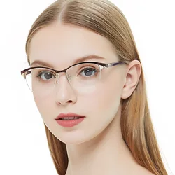 Óculos de metal quadro feminino vintage óculos quadros prescrição óculos à moda primavera dobradiças óculos ópticos oculos feminino occi chiari