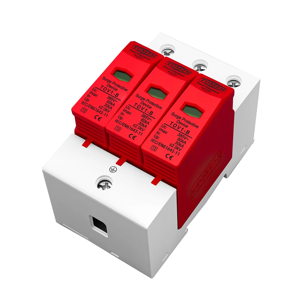 AC SPD 3P 30kA~60kA B ~385VAC House Surge Protector Protective Low-voltage  Arrester Device