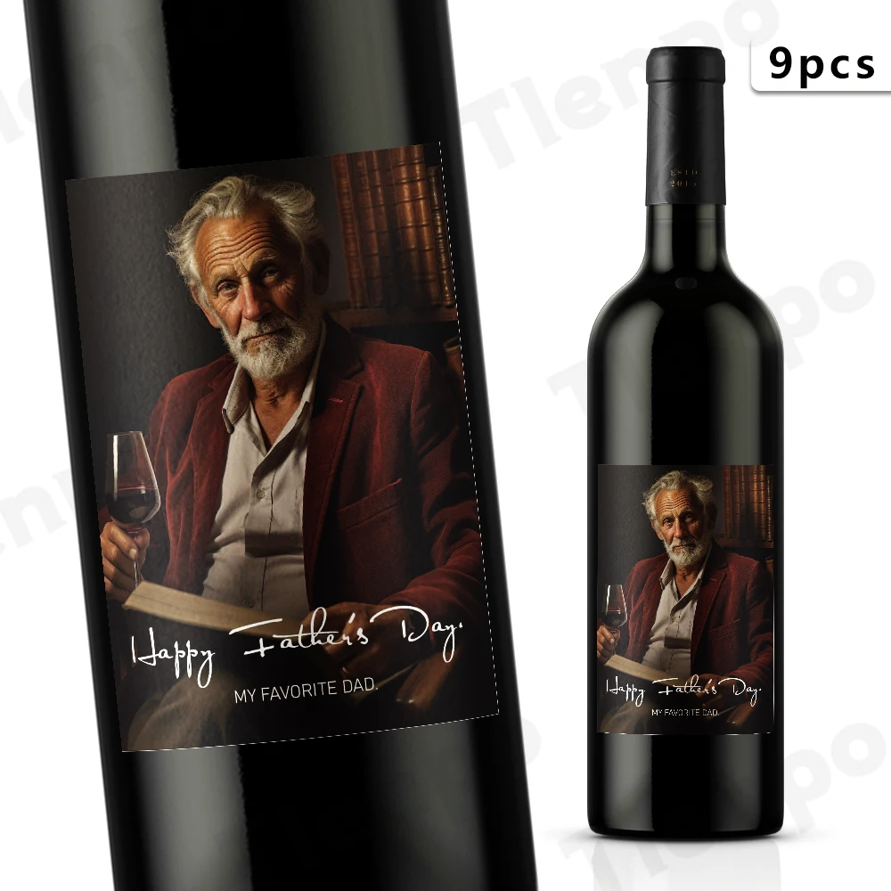 

Настраиваемый набор этикеток для вина на День отца, 9 шт., водонепроницаемые наклейки на бутылки, подарок на день рождения для папы, товары для вечеринок