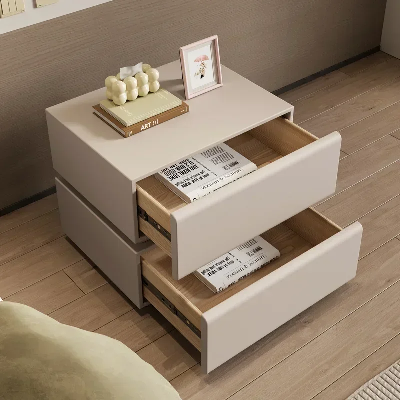 All solid wood painted bedside table free installation bedroom bedside storage cabinet sturdy and durable