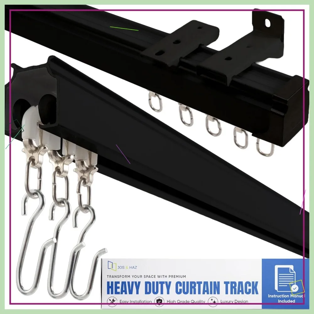 

Ceiling Curtain Track Set – 3ft-6.6ft / 2 Meter – Heavy Duty, Ceiling & Wall Mount for Room Divider, Living Room