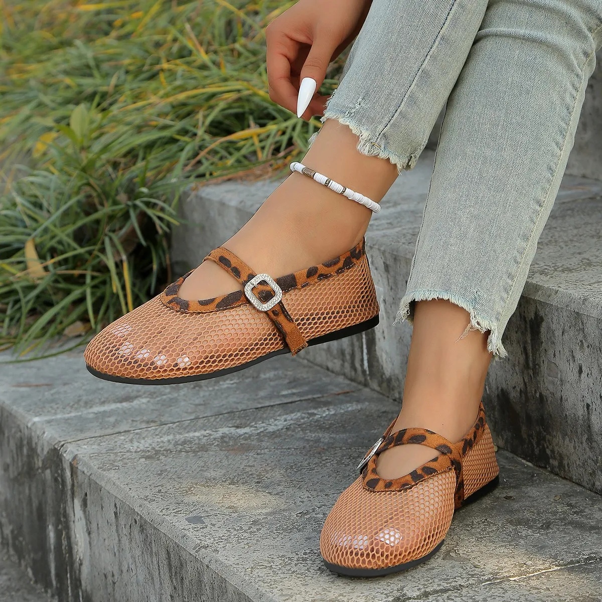 

Mesh Ballet Shoes Female Summer New Flat Hollow New Style Mesh Breathable Single Shoe Fishnet Shoes Sandals Fishnet Shoes