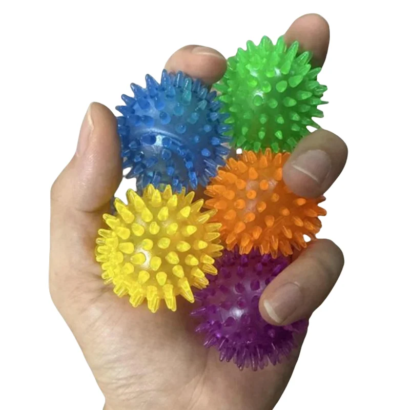 Tpr colorido pico bola massagem bola de descompressão brinquedos para animais de estimação adulto palma aperto bola de treinamento de força fitness ferramenta alívio do estresse