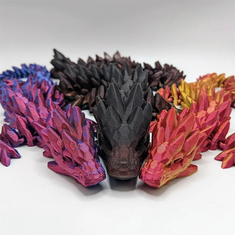 3D Crystal Printing Dragon Rotatable 30cm Printed Figures Animals Chinese Long Flexible Articulated Dragon Desktop Decor Crafts