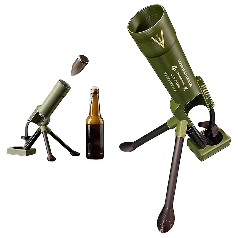 Beer bottle mortar opener, mortar-style beer bottle opener, heavy-duty tactical cap launcher, hands-free push-down bottle opener