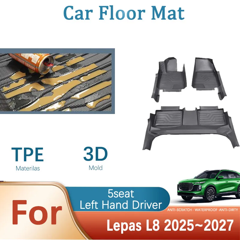 Car Floor Mats For Lepas L8 PHEV Chery Tiggo 8 MK2 2025 2026 2027 Waterproof Pad Left Hand Driver Rug Foot Cover Car Accessories