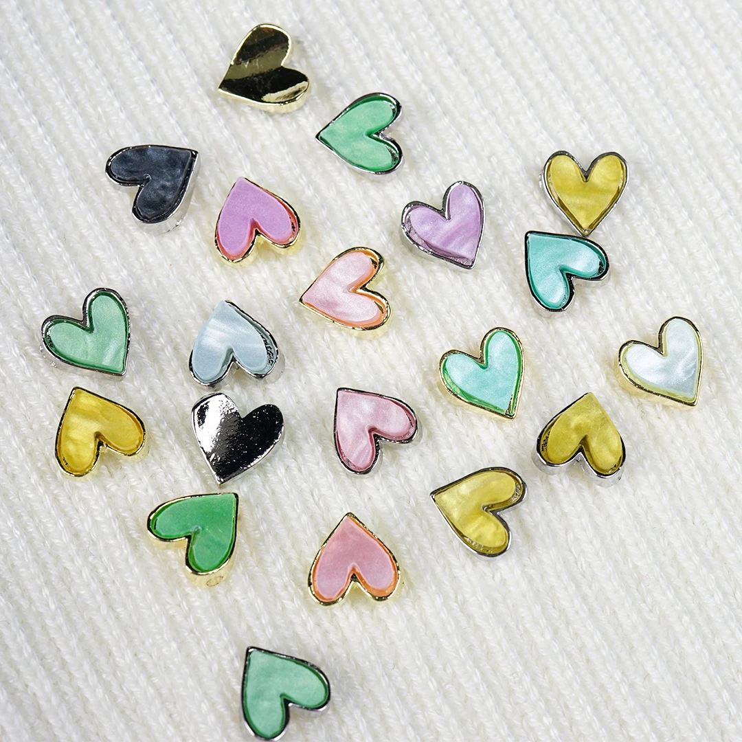 

Love Heart 3D Fritillaria Shell Nail Rhinestones Charms Gold Silver Edging Alloy Metal Parts Nails Art Decorations Manicure