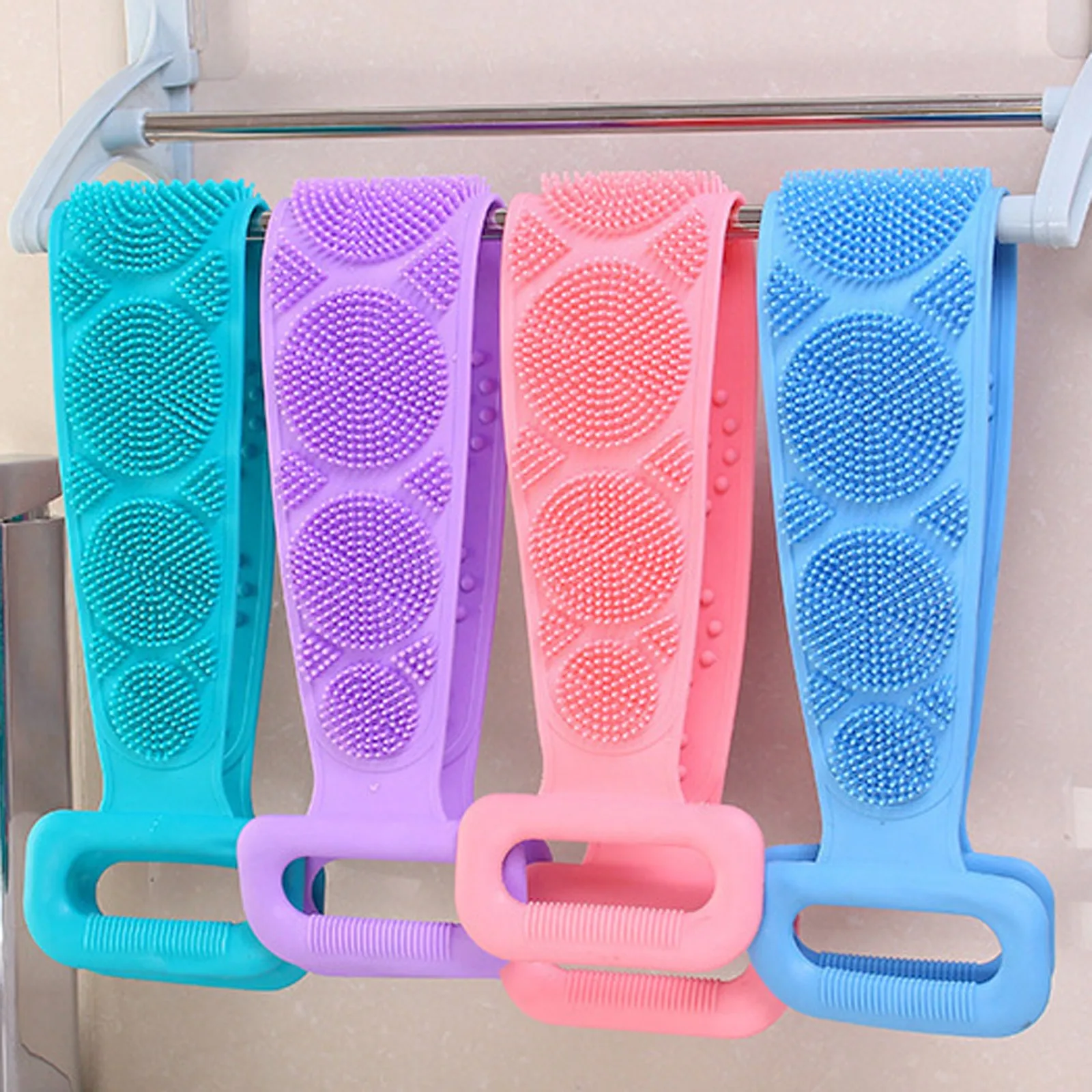سيليكون منظف الجسم تدليك الظهر التقشير الإسفنج الحمام حمام فرشاة فرك فرشاة اغتسال الجسم غسل فرك إزالة حمام الإسفنج #3