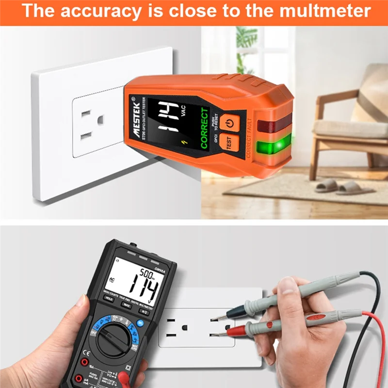 Penguji Stopkontak MESTEK Tren 2025 dengan GFCI - Penguji Wadah Listrik dengan Tampilan Digital LCD, Pemeriksa Soket Stopkontak Steker AS