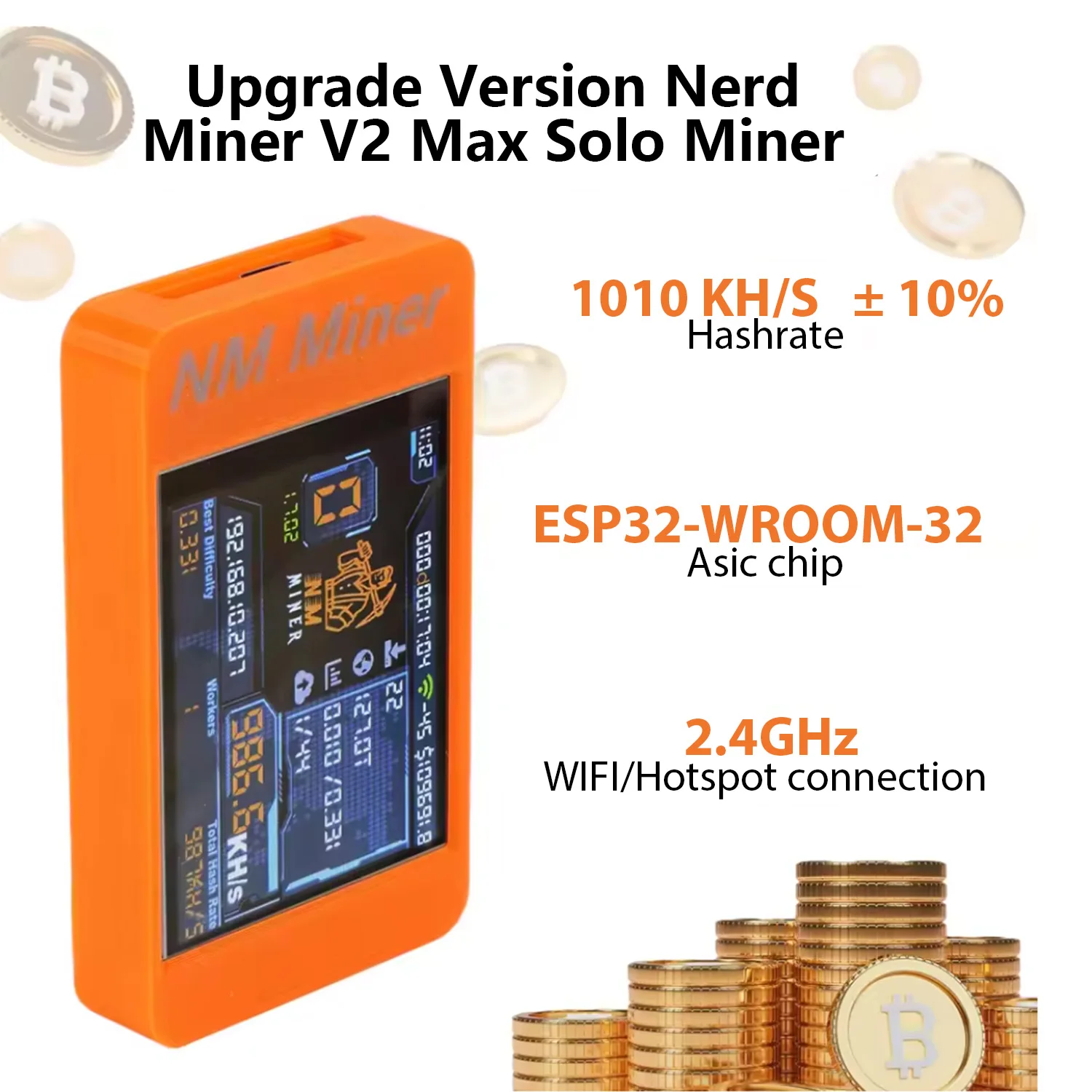 Bitcoins Miner NMMiner Atualização 1010KH/S Tela colorida de 2,8 polegadas DIY Solo Miner Crypto Miner Uso doméstico BTC