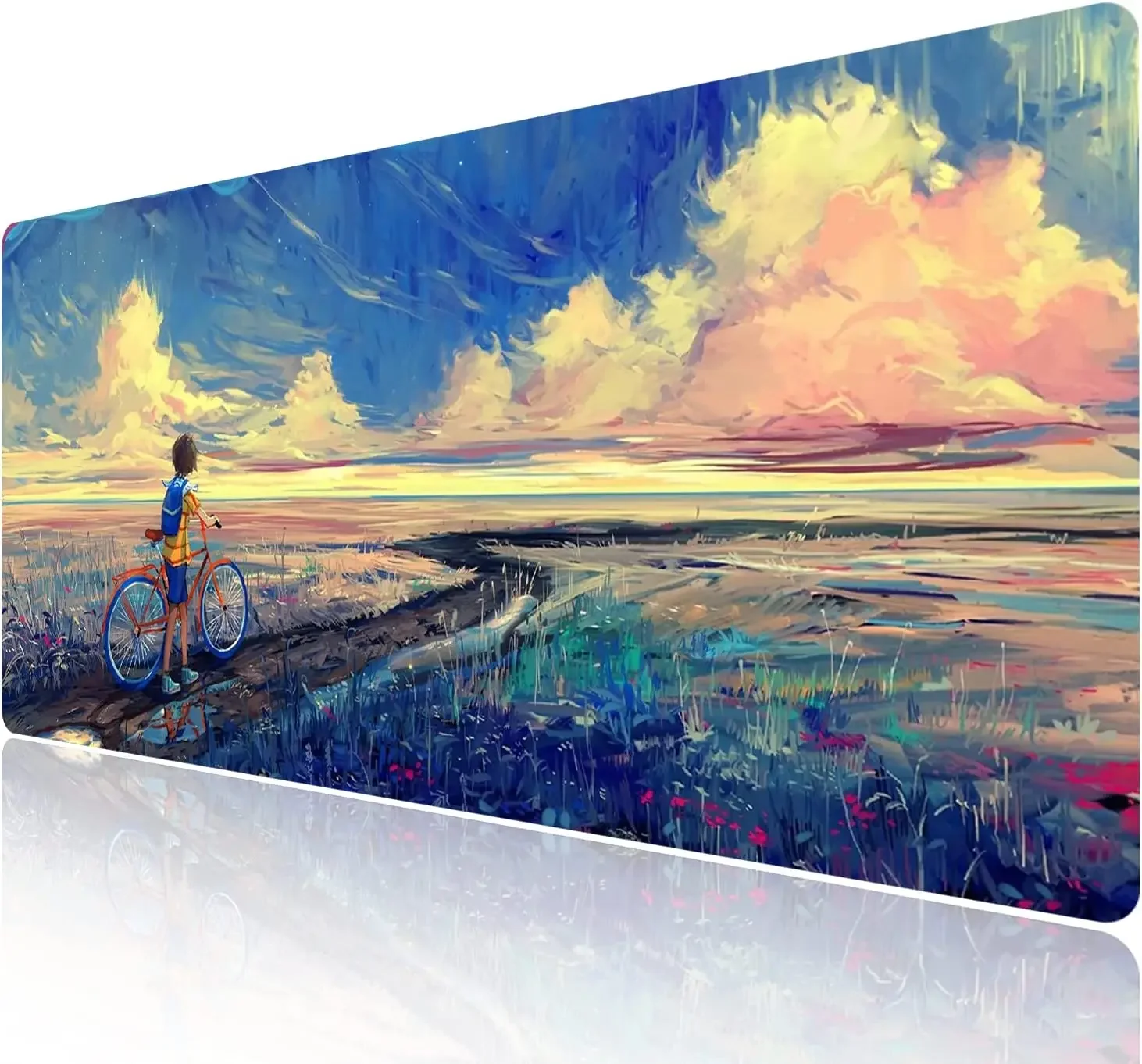 Oil painting  Mouse Pad with Stitched Edges Waterproof and Non-Slip Desk Mat XXL Extended Keyboard Pad 35.4×15.75×0.12 Inch