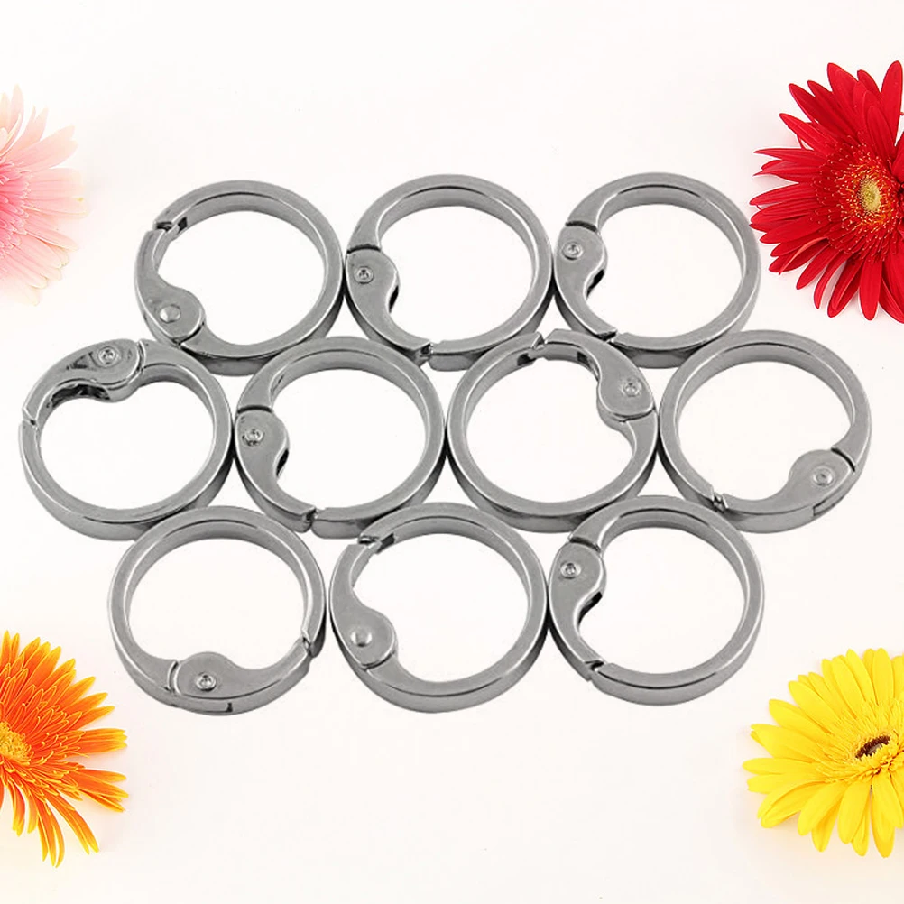 

10pcs Metal Spring Rings 28Mm Keychain Connector Split Ring Buckle For Handbag Keychain Dog Leash Decor Silver Zinc Alloy