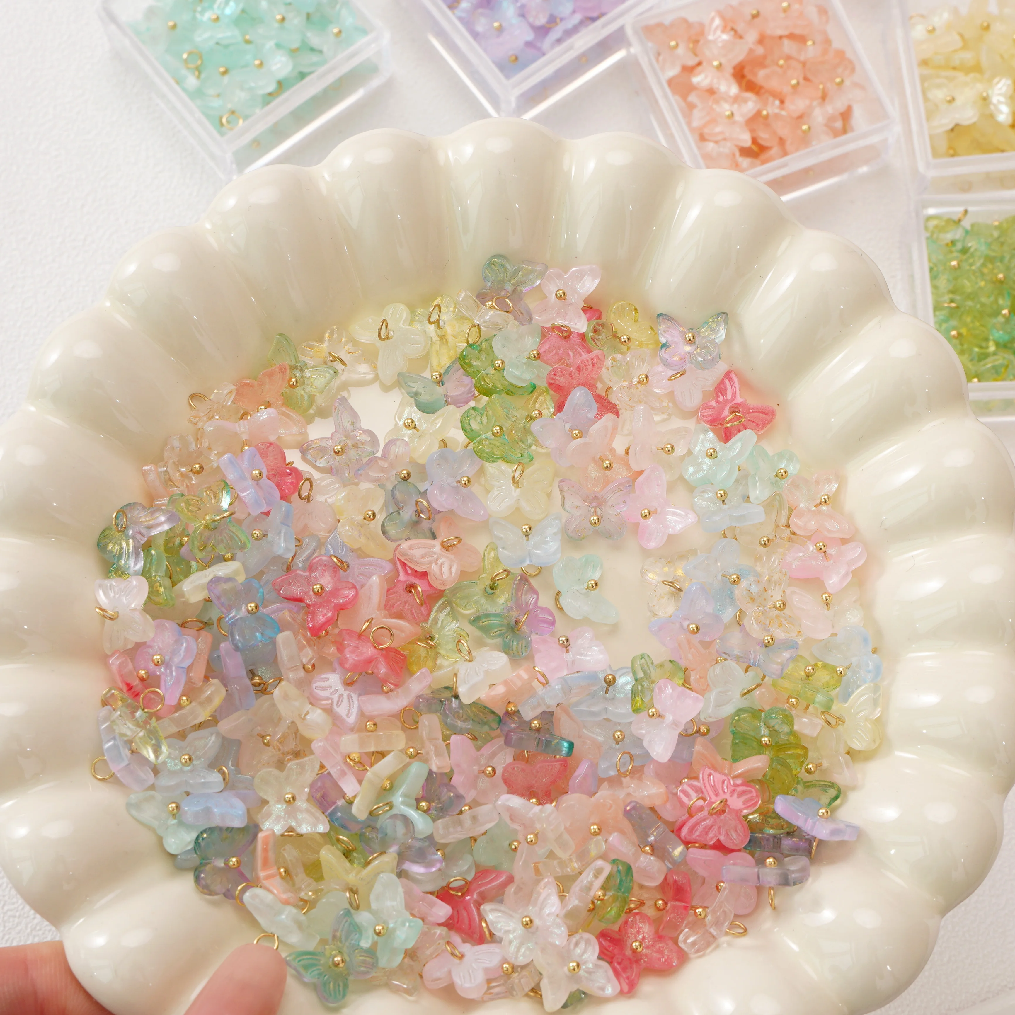 

5Pcs 10x11mm Multicolor Crystal Butterfly Charms Glass Small Pendant DIY For Making Crafts Earrings Necklace Jewelry Supplies