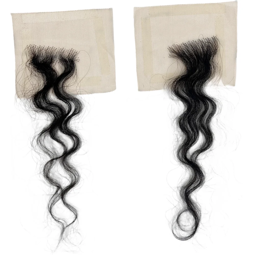 مجعد متموج حواف الشعر شرائط الدانتيل للنساء قابلة لإعادة الاستخدام غير مرئية الدانتيل شعري 2 قطعة اليدوية الطبيعية خصلات شعر بشري حقيقي 10"
