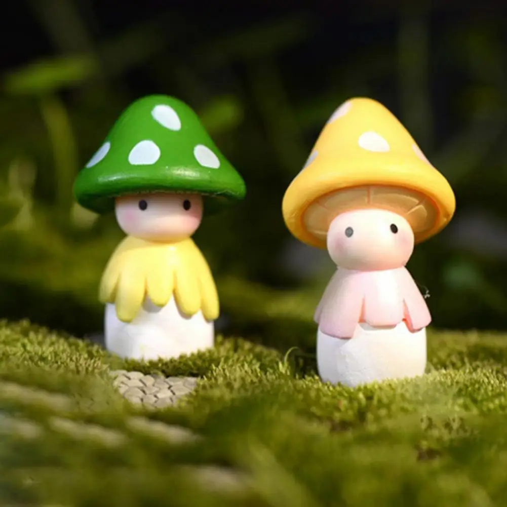 Mushroom Figurine Cute Resin Mushroom Figurine Balcony Mushroom Garden Miniature Model Cute Fairy Plants Doll Home Decoration