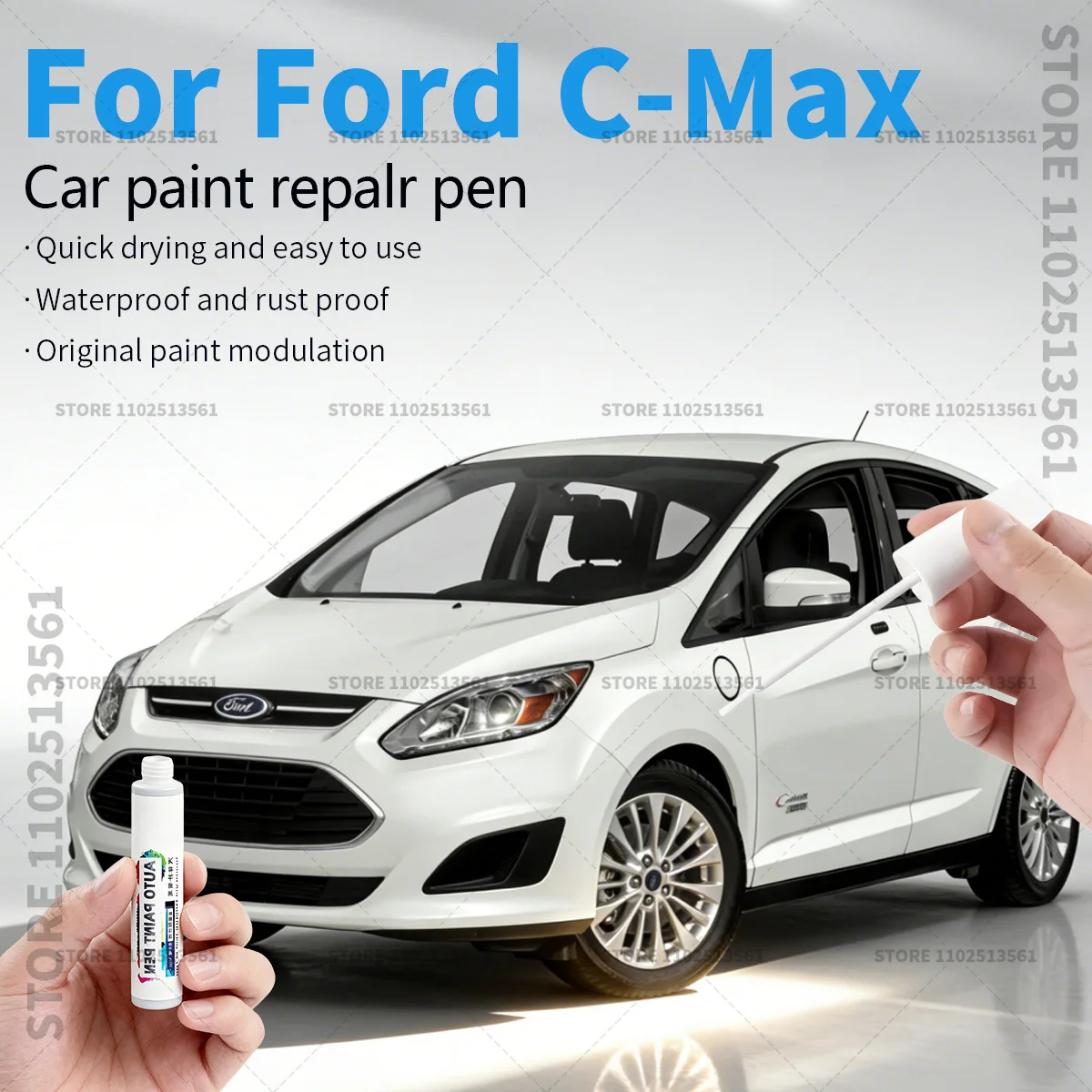 

Кисть для ремонта краски Ford C-Max, средство для удаления царапин, аксессуары для авто, синий, белый, черный, серебристый, серый, металлик, цвета морской гальки