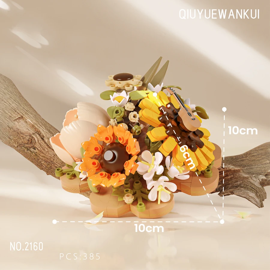 Blocs de construction de fleurs colorées, Mini briques bonsaï en plastique, jouets de bricolage, Pots de Bouquet, décorations pour la maison, cadeau de noël