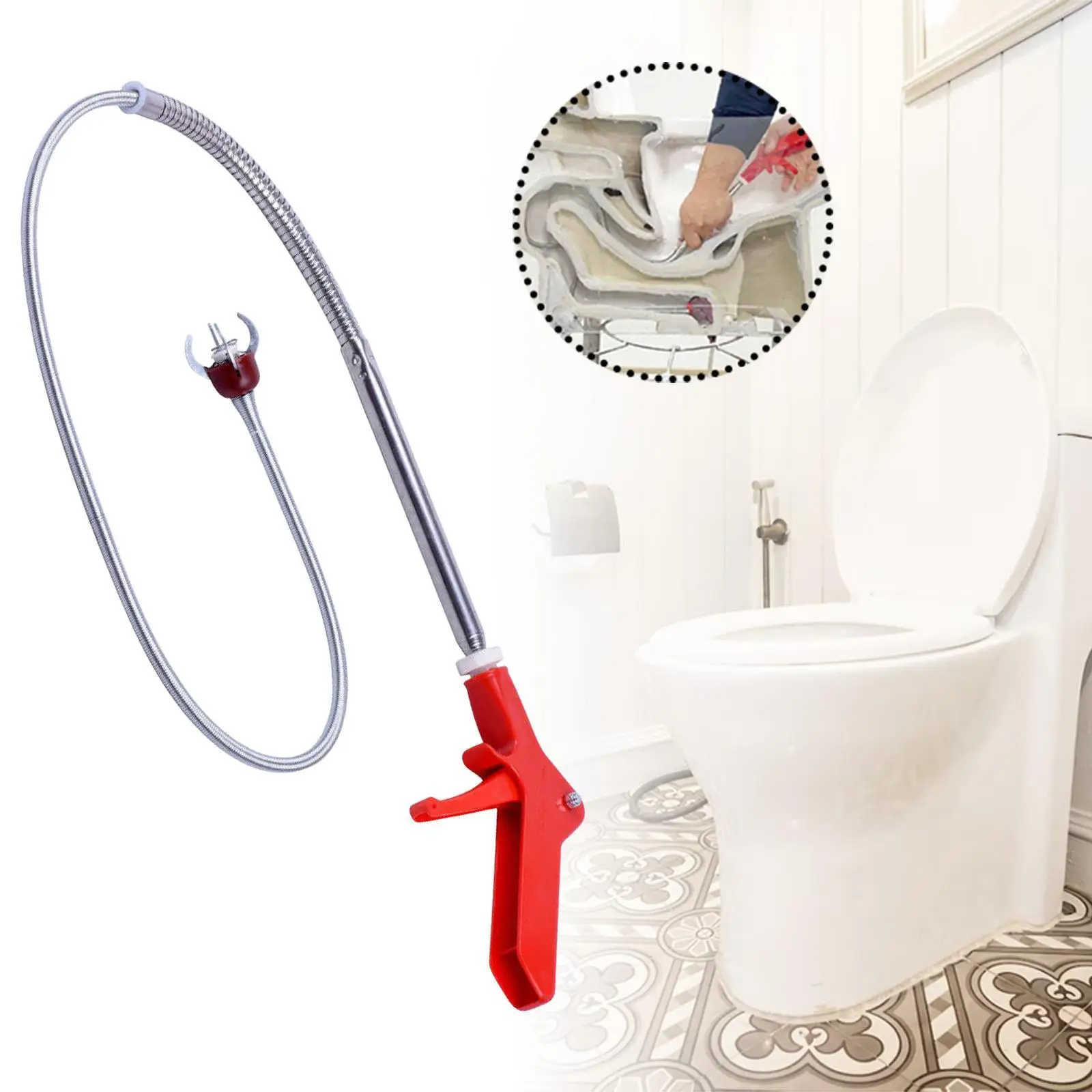 Toilet Auger Grabber Reusable Multipurpose for Kitchen Bathroom Clogged Pipe