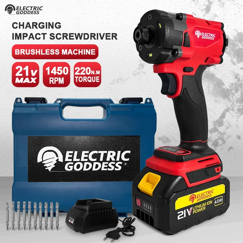 

EGOD Brushless Impact Driver 220NM 18V Motor Cordless Rechargeable Lithium battery 1/2 Electric Impact Screwdriver Power tool