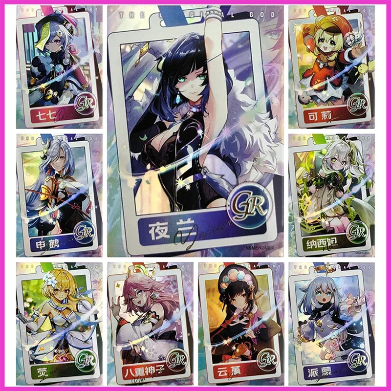 

Anime Goddess Story Rare GR Refractive Flash Cards Lumine Qiqi Paimon Shenhe Toys for boys Collectible Cards Birthday Gifts