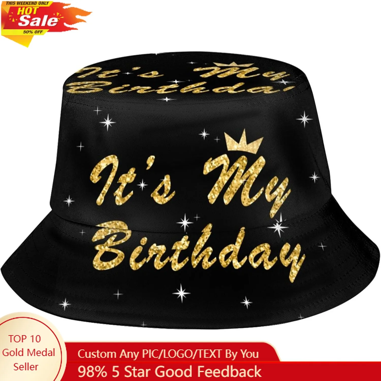 

It's My Birthday Bucket Hat for Men Women Unisex Funny Birthday Hats Fisherman Hat Beach Travel Sun Hat Outdoor Caps