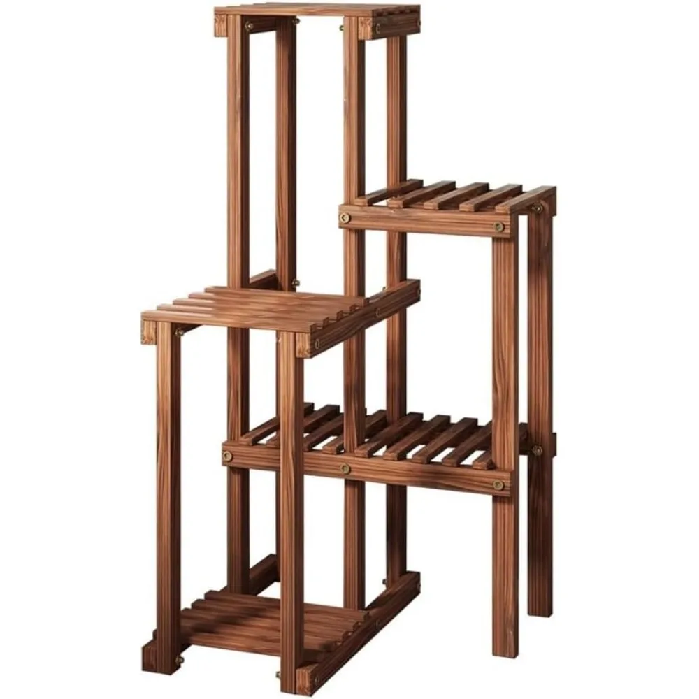 

5 Tier Wood Plant Stand Holder, Plant Shelf for Multiple Potted Plants with High Low Structure, Flower Display Rack, for Corner,