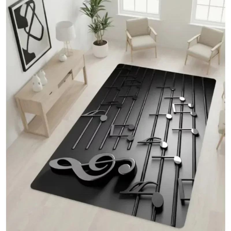 Vintage Watercolor Music Note Area Rug Color Splash Swirl Treble Clef Staff Print Non Slip Floor Mat for Living Room Home Decor