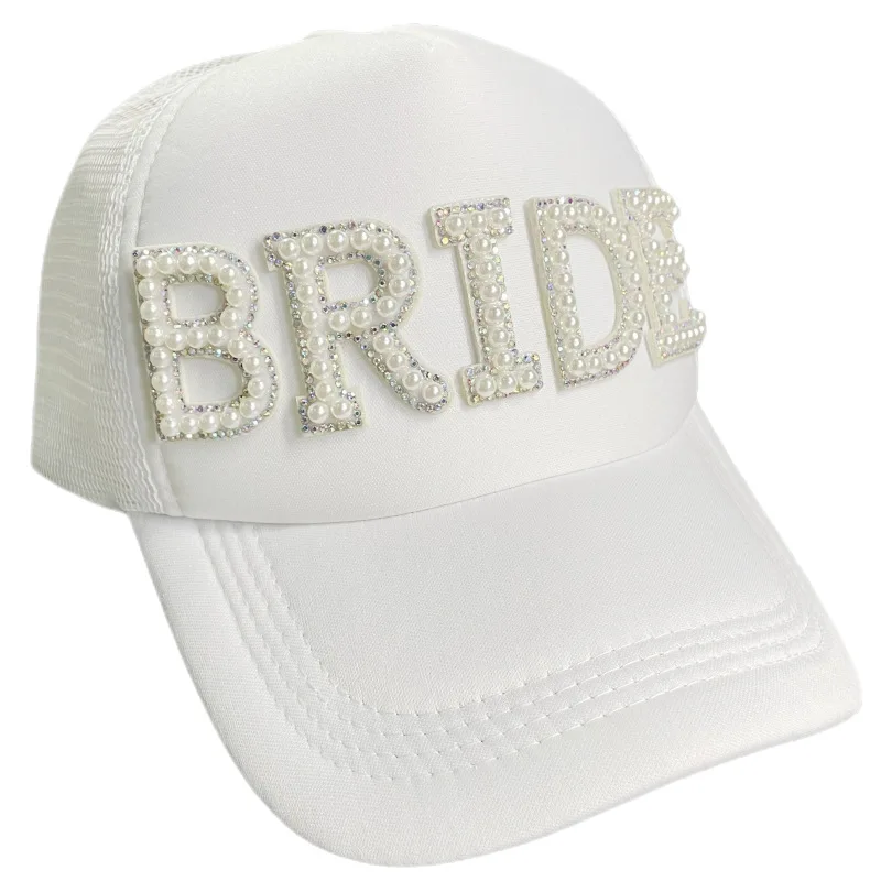 Casquette de Baseball avec Perles pour Mariage, Décoration de Demoiselle d'Honneur, Cadeau d'Équipe, Enterrement de Vie de Jeune Fille, Accessoires Photo, Lettre, Jour de Mariage