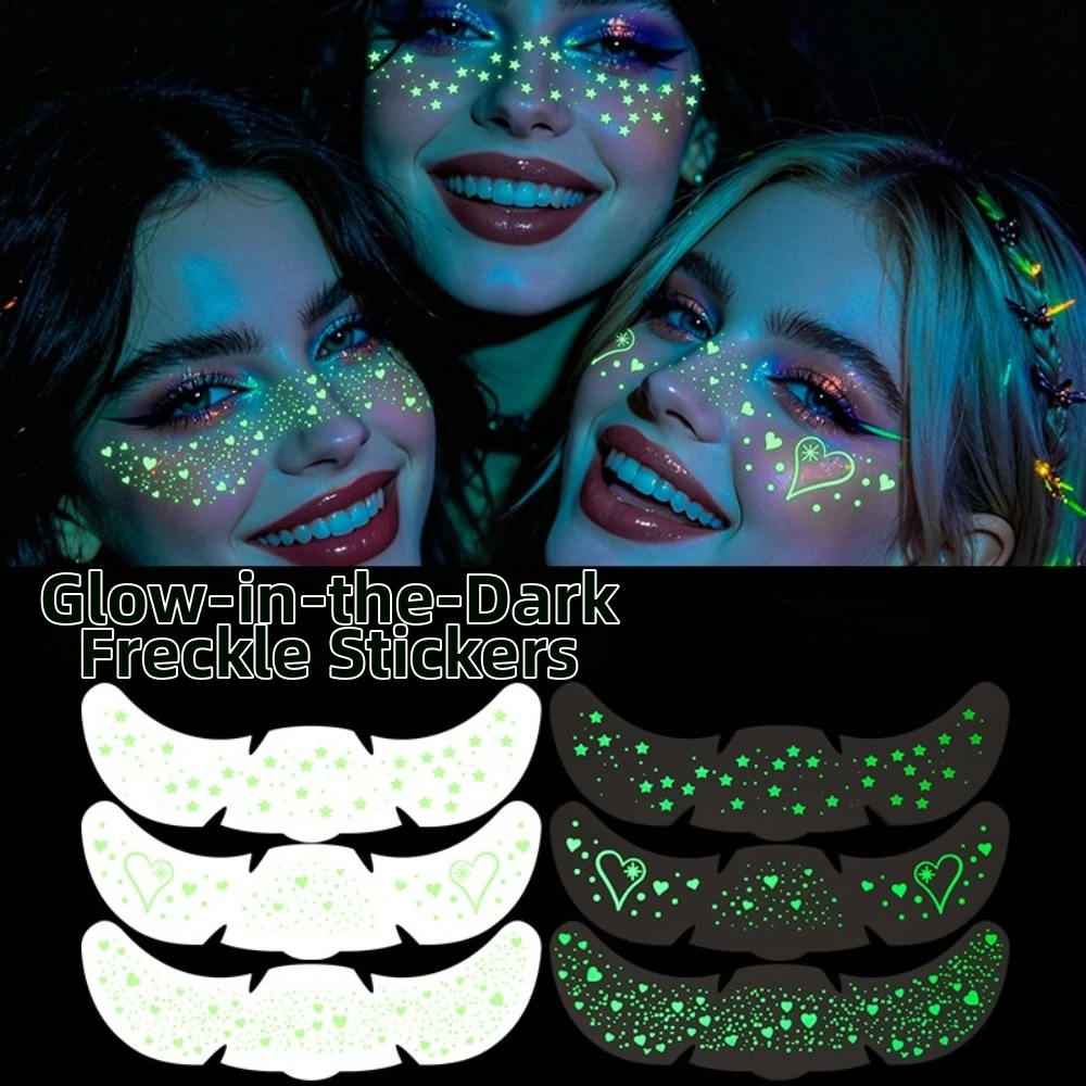 DIY Face Temporary Tattoo Star Heart Sparkle Luminous Freckle Tattoo Freckle Makeup Long Lasting Face Tattoo Sticker