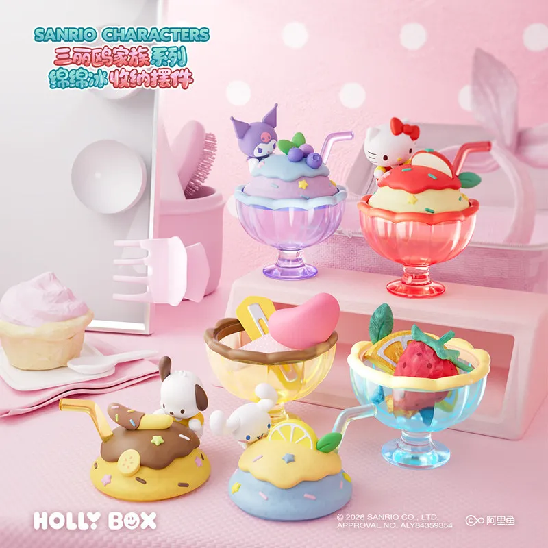 

Sanrio Characters Shaved Ice Storage Ornament Dessert Theme Collectible Figurine Hello Kitty Kuromi Trendy Toy Gift