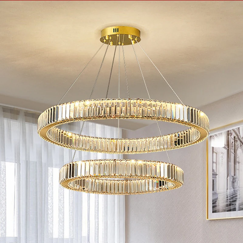 Modern Luxury LED Crystal Pendant Lights Living Dining Room Lighting Lustre Decor Ceiling Chandelier Lamp Indoor Lights Fixture
