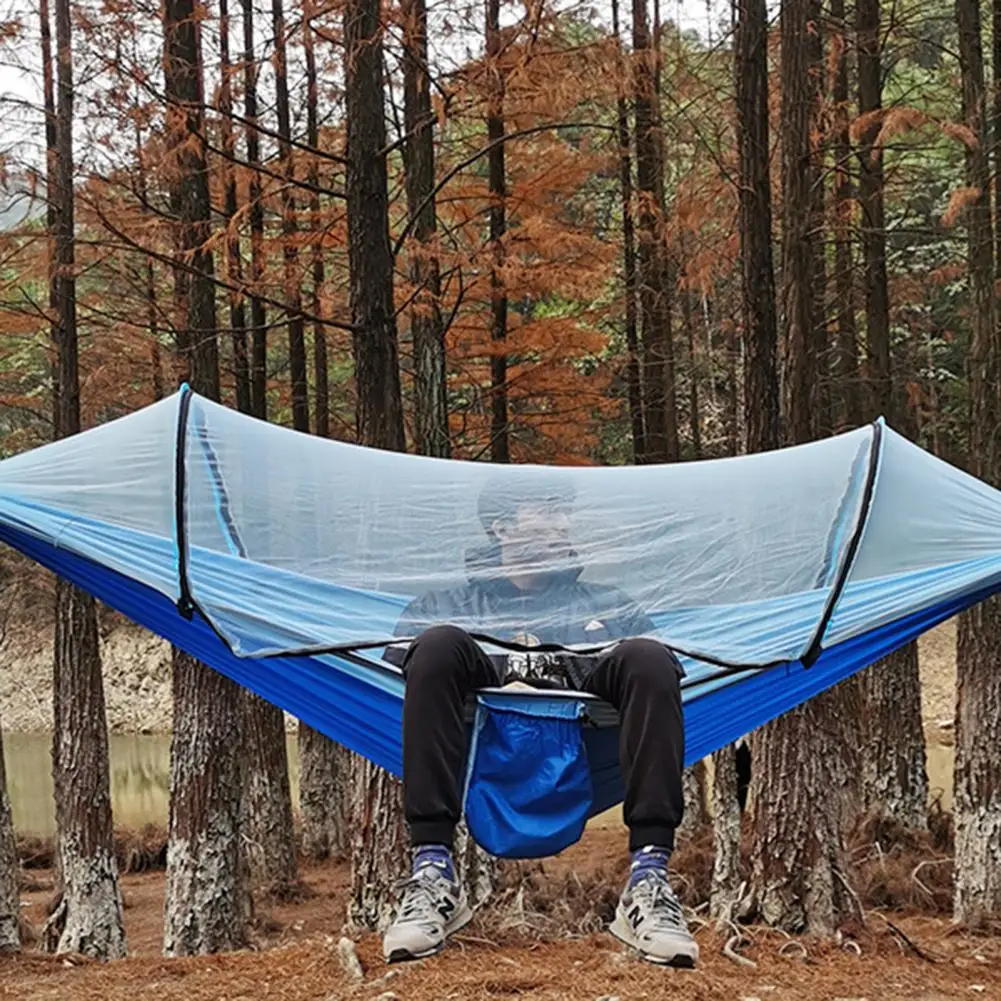 Hammock Camping Outdoor portátil com Mosquiteiro, alta resistência Parachute Tecido pendurado cama, Swing dormir, 1-2 pessoas