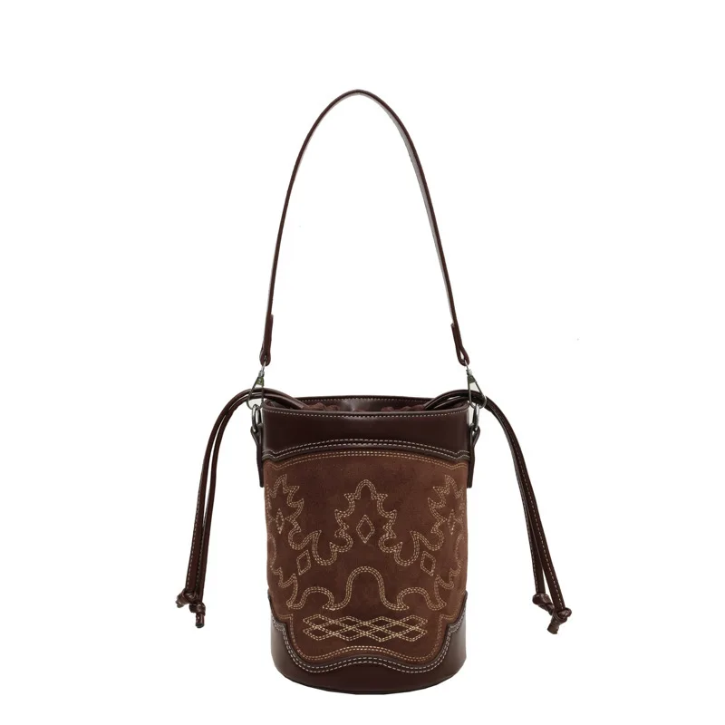 

Women's Shoulder Bag Crossbody Bag Hand-held Armpit Bucket Bag New Retro Fashion Embroidered Frosted Texture