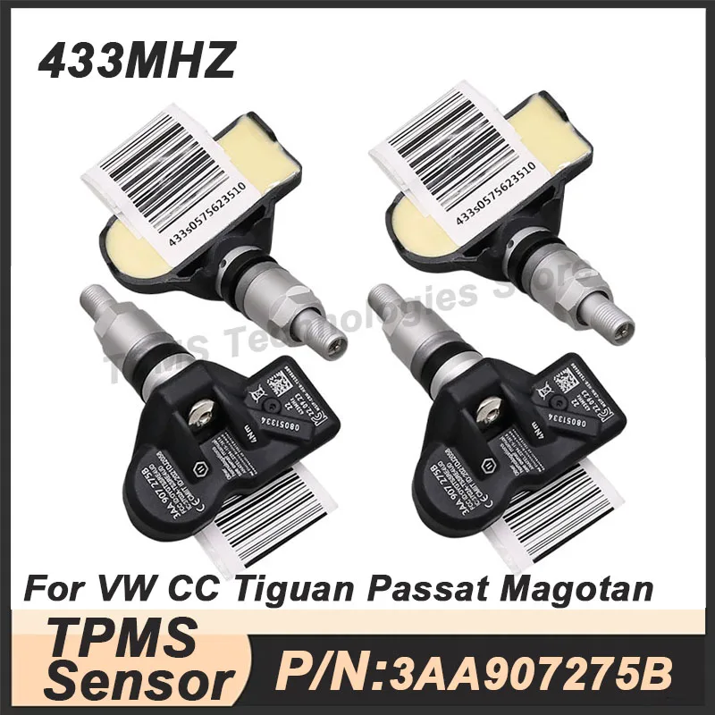 

1/4PCS Tire pressure monitoring system TPMS sensor For Volkswagen Tiguan CC Passat Magotan 3AA907275B 433MHz