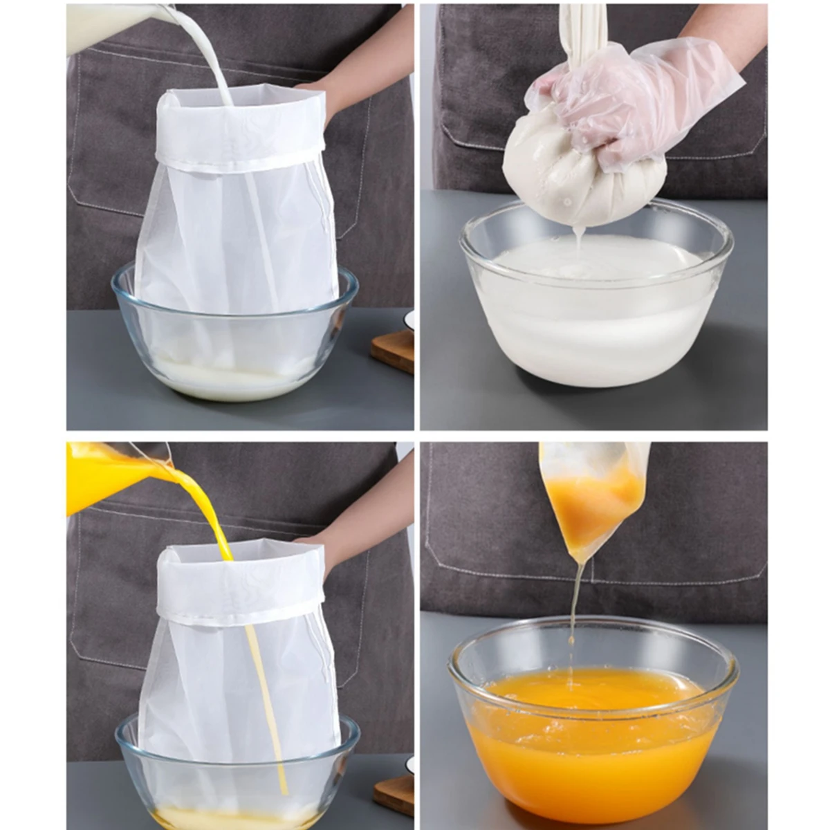 Reusable Nut Milk Bags Fine Mesh Kitchen Strainers Filter Colander Greek Yogurt Mesh Strainer for Juice Tea Milk Wine Filter