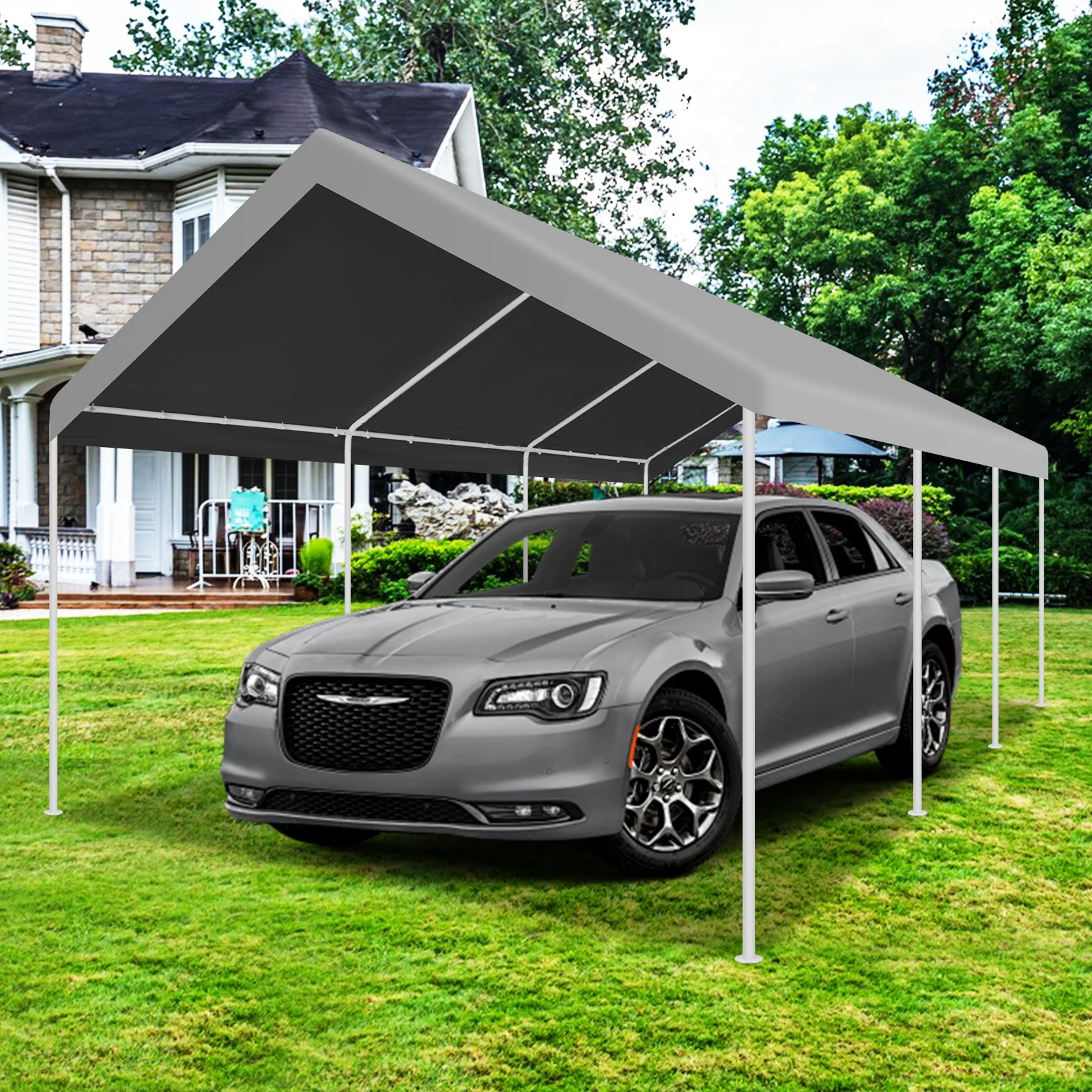 12x20ft Carport Heavy Duty, Portable Garage with Built-in Sandbags, Car Canopy for Truck, Boat, SUV with All-Season Tarp fall