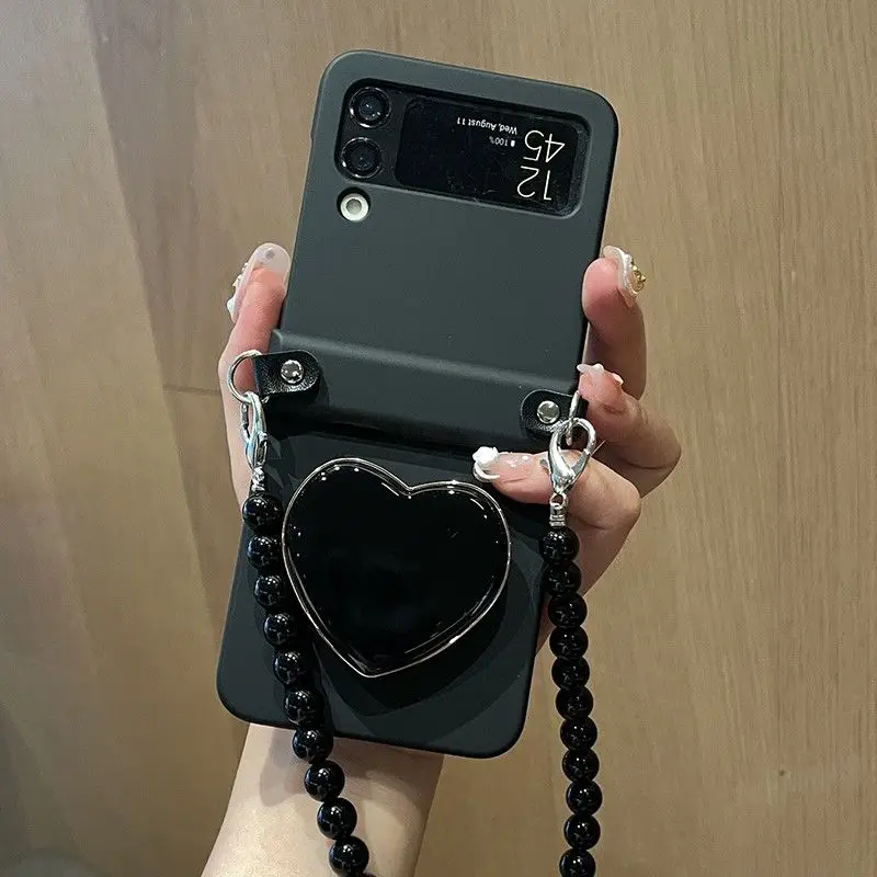 Four colors of simple love stand suitable for Samsung Galaxy Z Flip3 4 5 6 W23 24 Flip anti-fall mobile phone protective case view 6