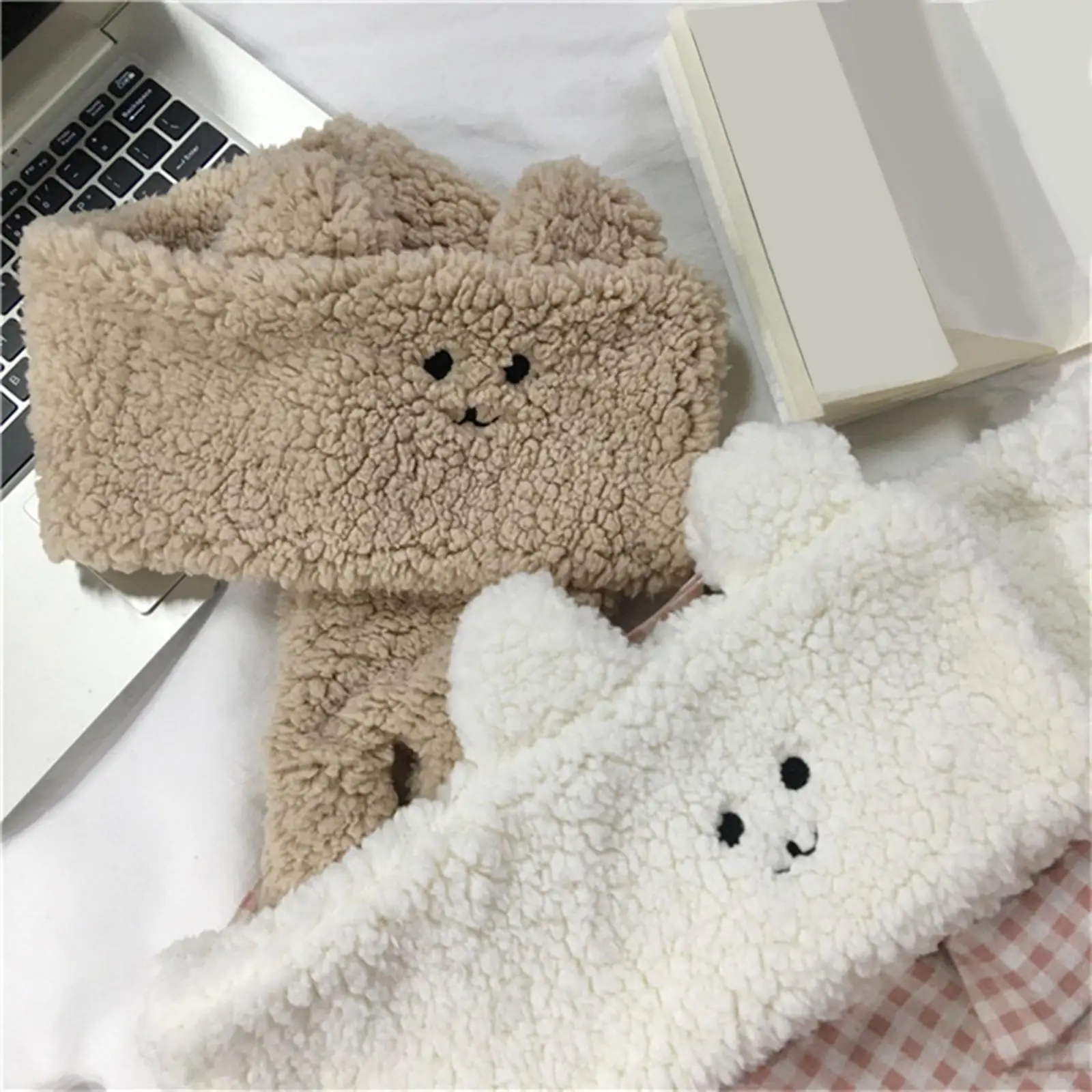 

Soft Neck Warmer Bear Ear Keep Warm Thick Neck Shawl Windproof Scarf for Boys Girls Riding Casual Cold Weather Outdoor Sports