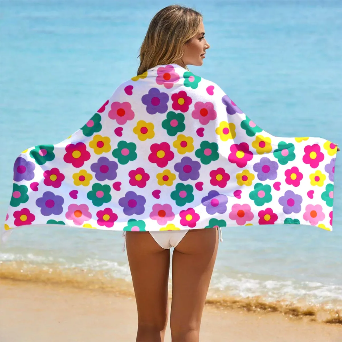 1pc a Beach Towel Featuring a Vibrant Floral Design, Made from Absorbent Polyester. This Soft, Lightweight Towel