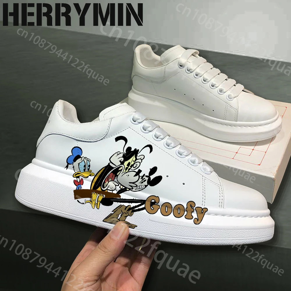 

mickey mouse Goofy Goof Fashion Men Women Sneakers Vulcanize Shoes Casual Footwear Zapatillas Mujer Light Flat Shoes Plus Size
