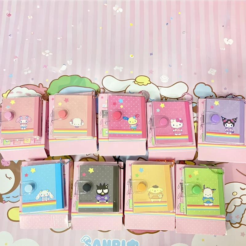 New Japanese Genuine Sanrio Kawaii Mini Notebook Memo Pendants Keychains Tamaki Dog Kuromi Pudding Dog Halloween Gifts For Girls