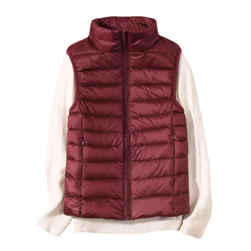 Nieuwe Dames Mouwloze Vrouwen Ultralichte Donzen Vesten Slank Jasje Meisje Gilet Plus Lichtgewicht Winddicht Warm Vest Draagbaar