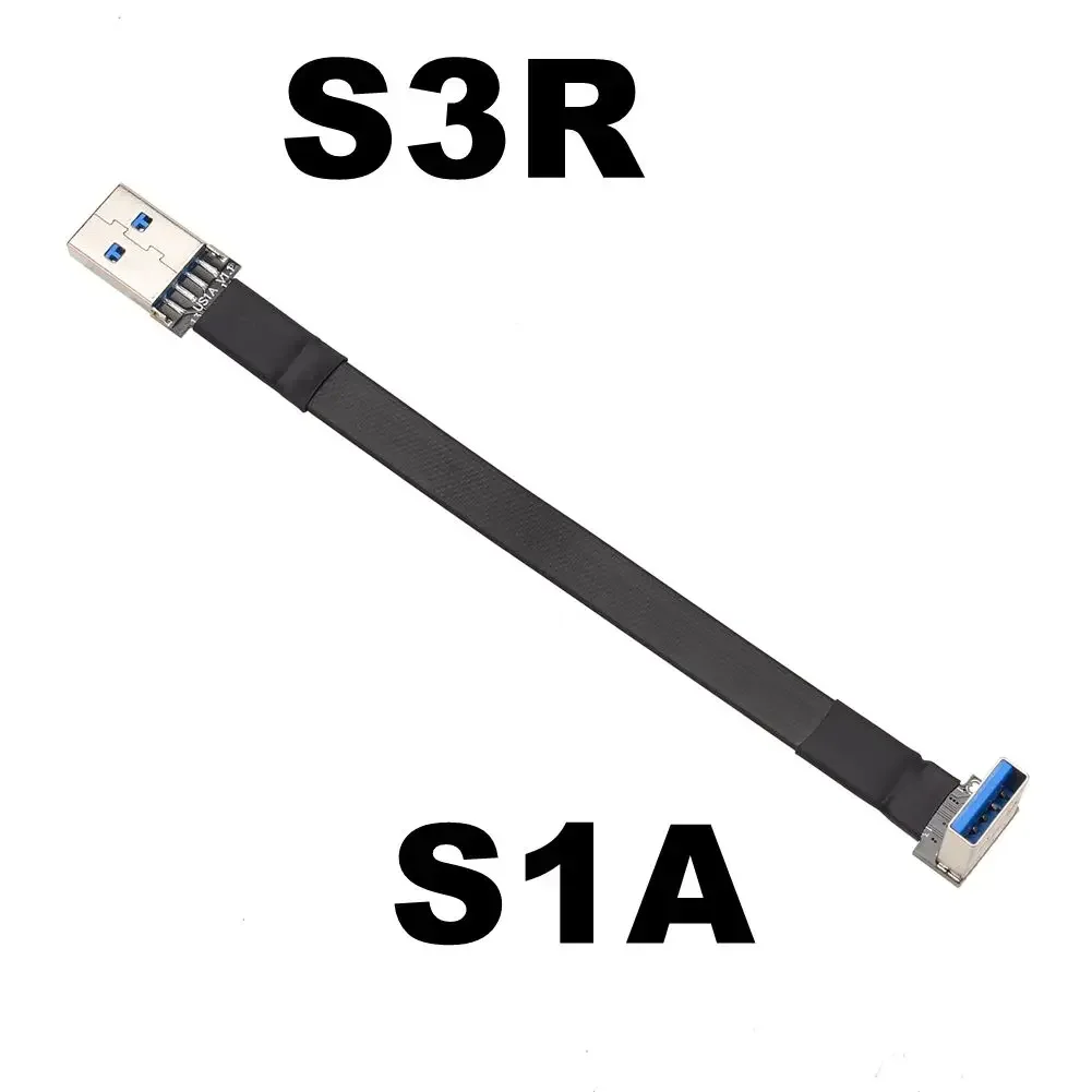 ADT-Link USB 3.0 A Cable USB Type A To USB A Male To Male Data Extension Cable 90 Degree Double Angled Flat Adapter Cord 10G/Bps