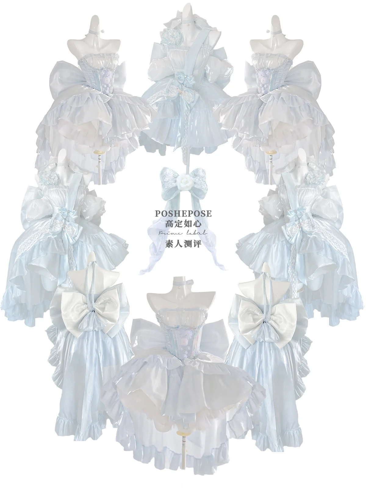 Ruffles Princesa Prom Vestidos, Ruched Prom Vestidos, Mangas Puff, Vestidos de formatura, JSK Lolita Dress, Azul