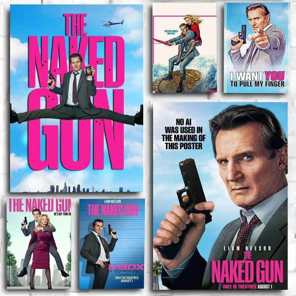 Póster de película de acción y comedia The Naked Gun, adhesivo artístico autoadhesivo, pegatina de papel impermeable, decoración de pared para cafetería, Bar y habitación, 1 ud.