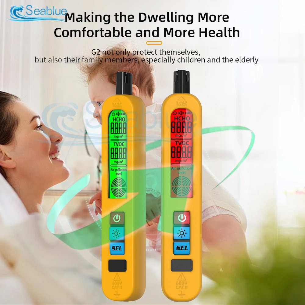Imagem -02 - Detector de Qualidade do ar Portátil g2 Auto Alarme Formaldeído Hcho Tvoc Display Lcd Casa Escritório Detecção Rejeitado