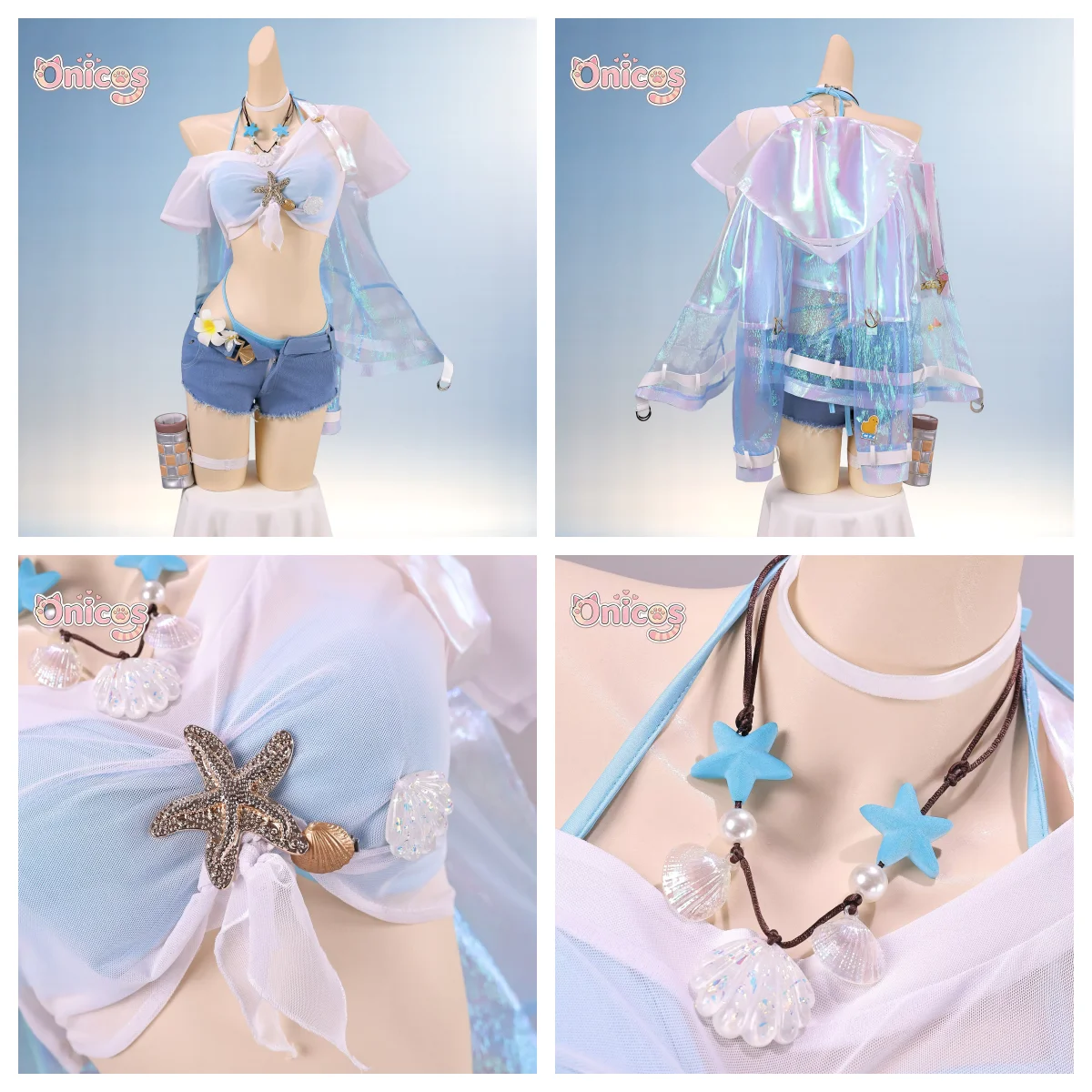 Wuthering Waves Lynne · Mint Candy‌‌ Full Set Summer Swimsuit Outfit Game Cosplay Costume For Carnival Beach Party Onicos