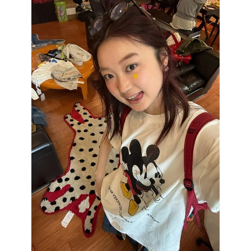 كارتون ميكي ثلاثية الأبعاد رسالة مطبوعة الحد من العمر موضة التجفيف السريع تي شيرت بأكمام قصيرة ، بلايز الشارع العصرية للرجال والنساء