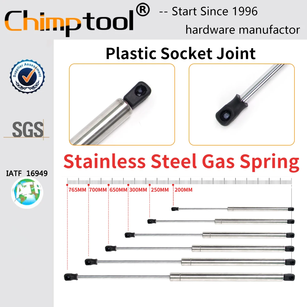 1 Pc Stainless Steel 316 Gas Spring Plastic Socket Joint Universal Shock Absorber Hydraulic Lift Support Strut Bar Customizable