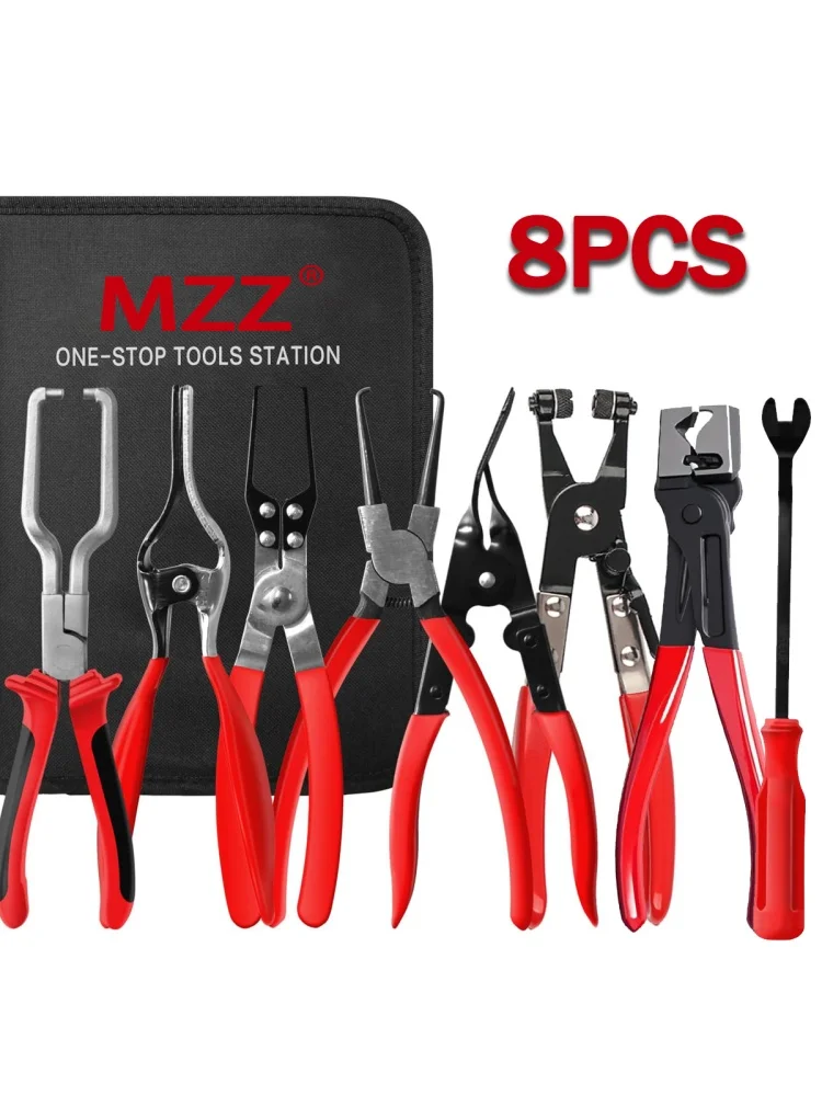 Draad lang bereik slangklemtang set stookolie waterslang autogereedschap, slangklemtang voor stookolie- en waterslangen, rood - afbeelding 2